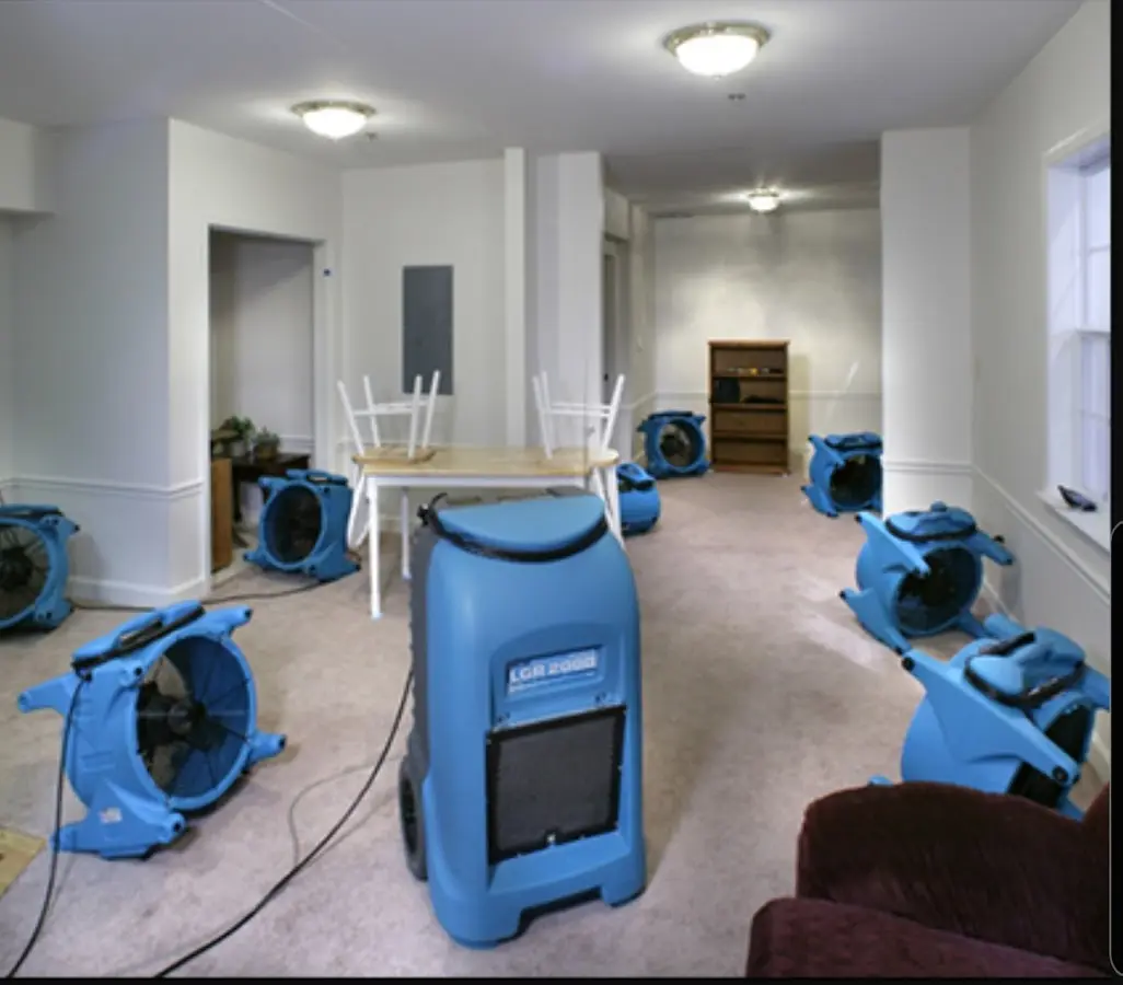 Air movers and dehumidifier setup for Water Extraction & Removal in East Wenatchee