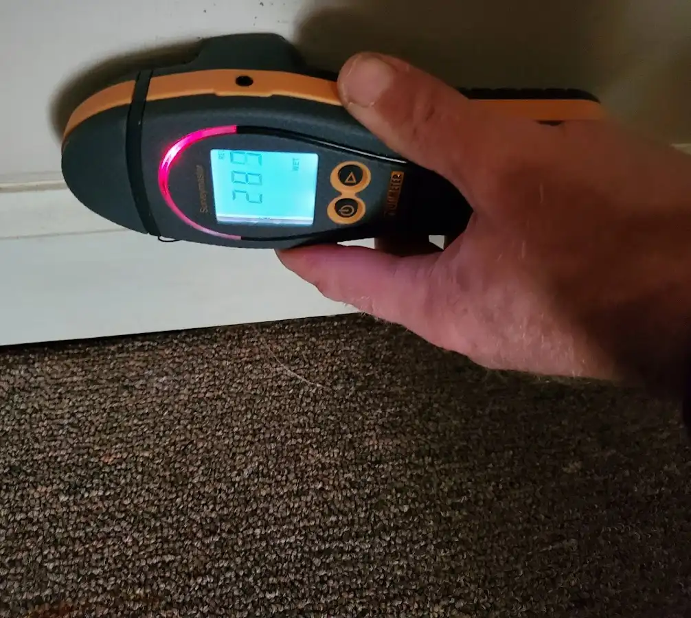 Moisture detection at baseboard during Sewage Cleanup & Sanitation in East Wenatchee